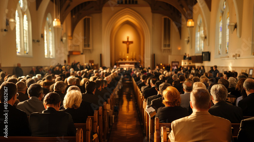An active Christian community regularly attends services, gathering in the church to pray, sing and listen to sermons.