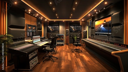 Plans for a state-of-the-art music recording studio with soundproof rooms and advanced equipment