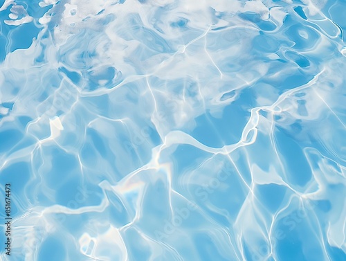 transparent water in wastewater treatment plant against blue background and clouds