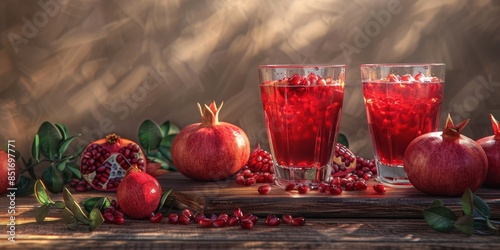Pomegranate Delight: A Refreshing Beverage with Ripe Fruits
