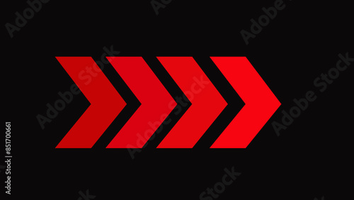 Red glowing wright arrows. Glowing Arrows on a Black Background. 3d rendering glowing up arrow abstract background.