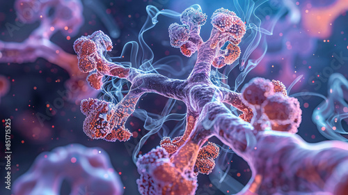 3D model showing the spread of fungal infection in the bronchi and alveoli