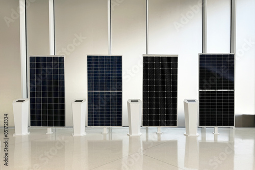 types of solar panels for a solar power plant. renewable and clean energy