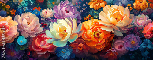 A bouquet of colorful flowers, their petals unfurling like works of art.