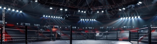 3D rendering of an empty MMA arena