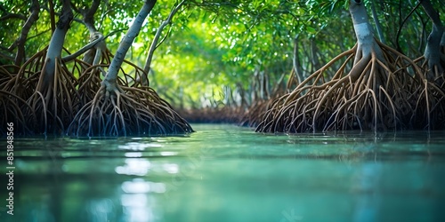 Exploring the Intricate Ecosystem of Mangrove Swamps. Concept Nature Photography, Mangrove Habitats, Ecosystem Diversity, Wetland Conservation, Biodiversity Study