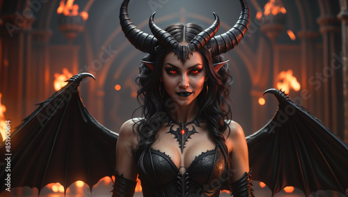 Portrait of succubus in hell - Generative AI