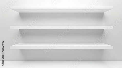 Ideal empty white shelves for placing objects