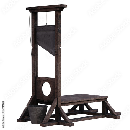 3d render guillotine with transparent background