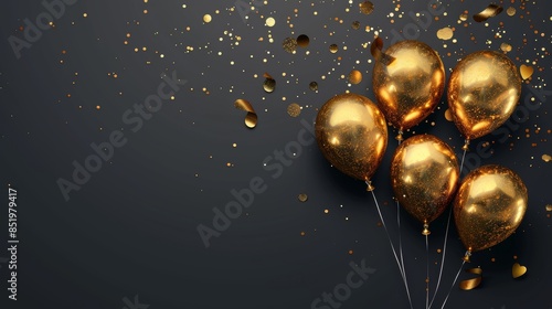 Countdown 10 years old, confetti falling and gold balloons for the 10th anniversary celebration.