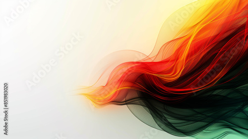 Black History Month, Juneteenth day background. Creative modern wavy lines in red, yellow, green, black colors on white background