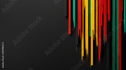 Black History Month, Juneteenth day background. Creative modern red, yellow, green lines on black background