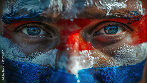 Croatian Soccer Fan with Flag Painted Face