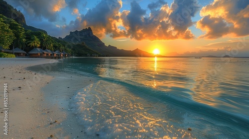 Bora Bora Sunrise Paradise - Majestic Beach Getaway Wallpaper for Tourism Environment