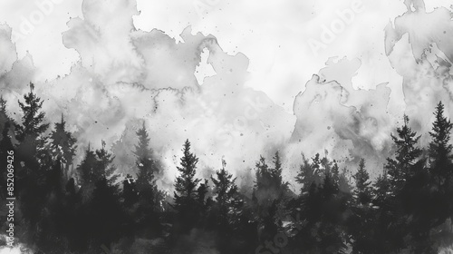 Abstract black and white sky watercolor painting paper texture mind mental spiritual illustration design background