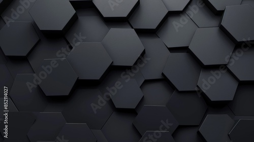 Black hexagonal texture with abstract background. Modern illustration.