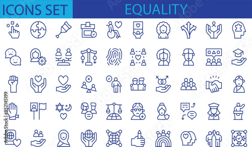 Equality Line Editable Icons set. Vector illustration in modern thin line style of society related icons diversity, inclusion, gender, and other. Pictograms and infographics for mobile apps.