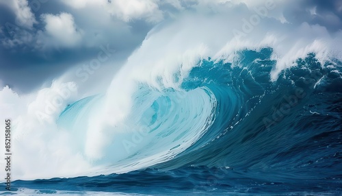 large breaking ocean barrel wave on north shore of oahu hawaii surfing spot