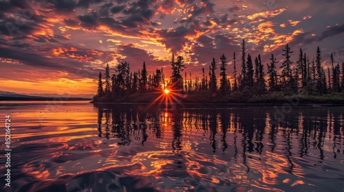 Experience the mesmerizing beauty of an Alaskan sunset during the Summer Solstice