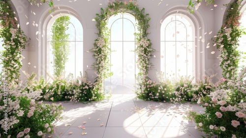 Elegant matrimony altar architecture apertures blooms AI-generated image