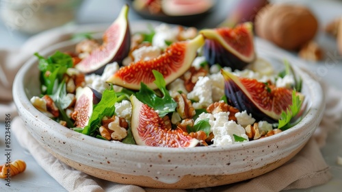 Wholesome Salad featuring Figs Cottage Cheese and Walnuts Ideal for a Keto Diet