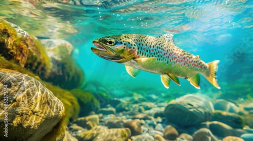Graceful trout navigating the clear waters of a freshwater river