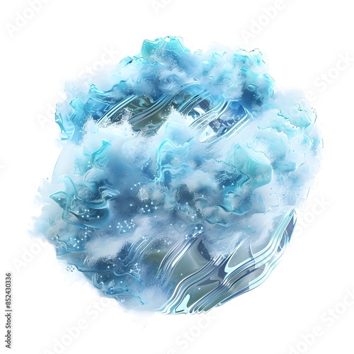 Captivating 3D Render of the Aquarius Water Element with Fluid Dynamics and Cosmic Atmosphere