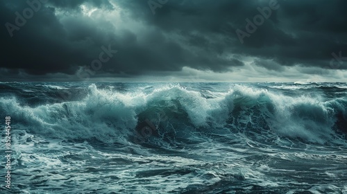 Stormy Sea With Powerful Waves Under a Dark Sky