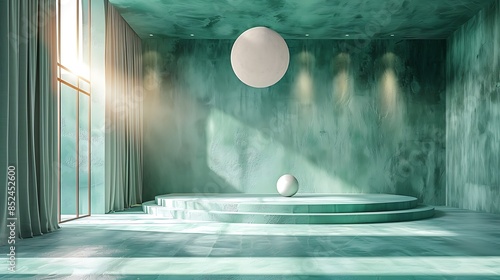 A lively celadon backdrop with a solid heather color