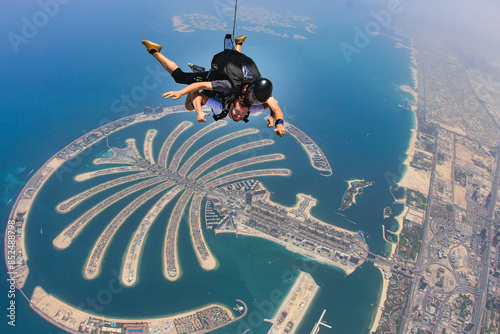 Skydiving over the palm in Dubai