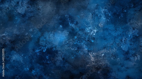 Textured midnight blue background in azure and light indigo, formed canvas shape, color splash of crimson and cerulean