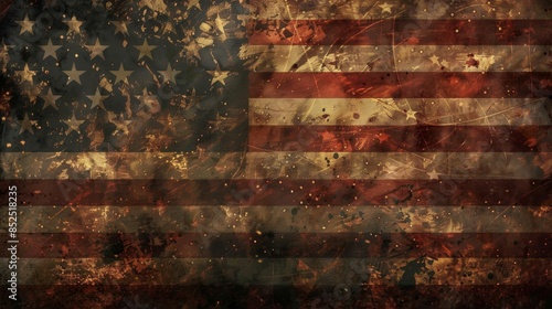 A patriotic and festive Flag Day background featuring the American flag waving in the wind under a blue sky