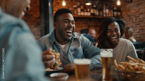 Friends Laughing at a Bar