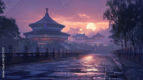 the Temple of Heaven, Beijing, China, imperial complex, Ming dynasty architecture,nice mood on nice background