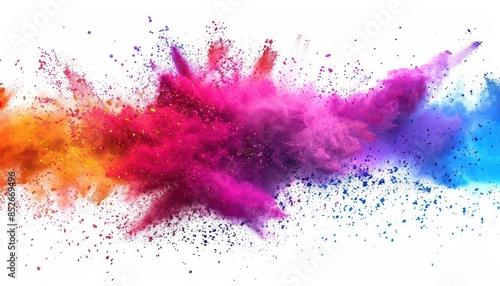 vibrant holi powder explosion on white background abstract festival concept digital illustration