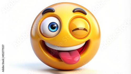 A smiley face emoticon with a winking eye and a tongue out