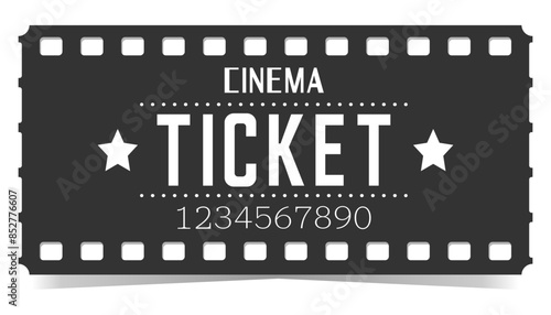 Cinema ticket template in shape of film reel. Vector image