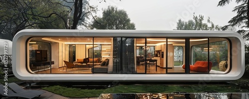 Futuristic modular home with flexible spaces.