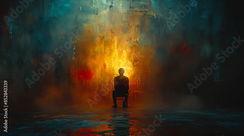 An image of a person sitting alone on an empty chair