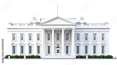 The White House Isolated on a White Background