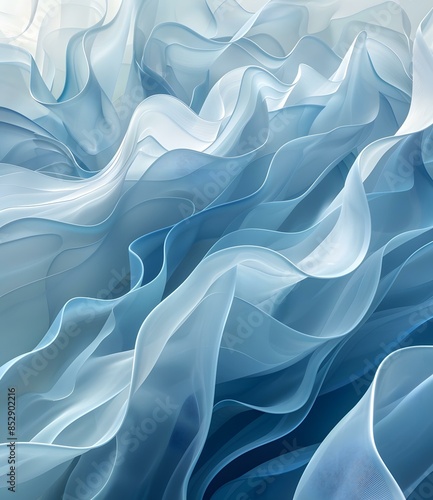 Blue and white fabric with wavy folds