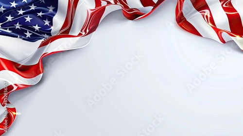 American Flag Waving on White Background Illustration