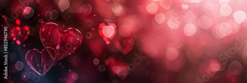 Romantic heart-shaped bokeh background with vibrant red and pink tones,creating a captivating and alluring atmosphere for Valentine's Day,love-themed designs,and romantic
