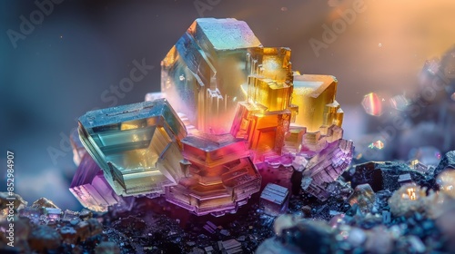 Iridescent Crystal Cluster Close-Up