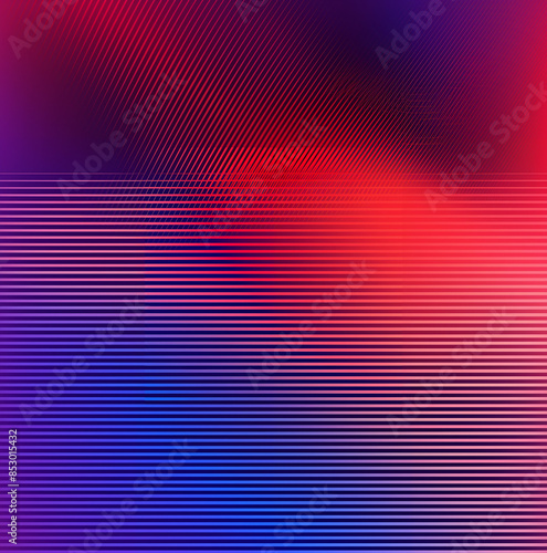 fond abstrait dégradé de lignes colorées horizontales en nuances de rouge, violet et bleu avec rayon oblique, espace négatif copyspace