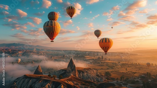 Hot Air Balloons Soaring Over Cappadocia at Sunrise