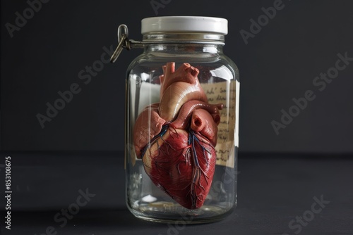 a jar with a human heart inside