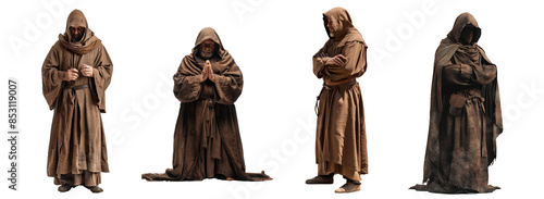 monks in traditional brown robes spirituality and devotion transparent background