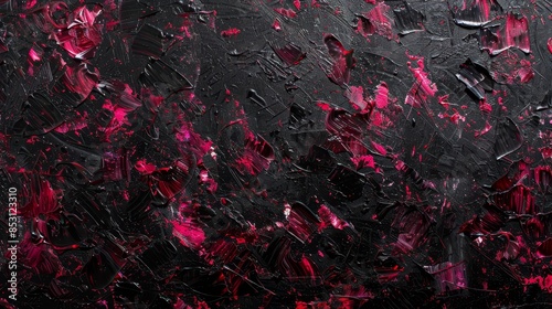 red and black paint smatter the sides, suggesting abundant splatters