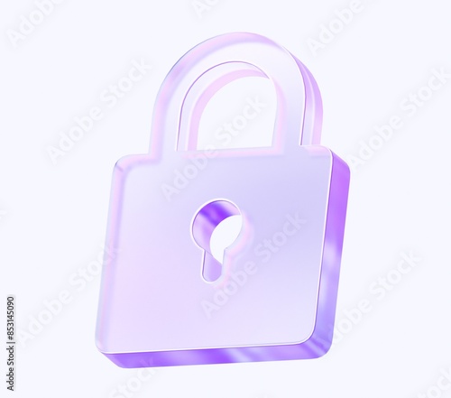 lock icon with colorful gradient. 3d rendering illustration for graphic design, ui ux design, presentation or background. shape with glass effect 